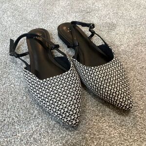 a new day Black & White Tweed Pointed Slingback Flats